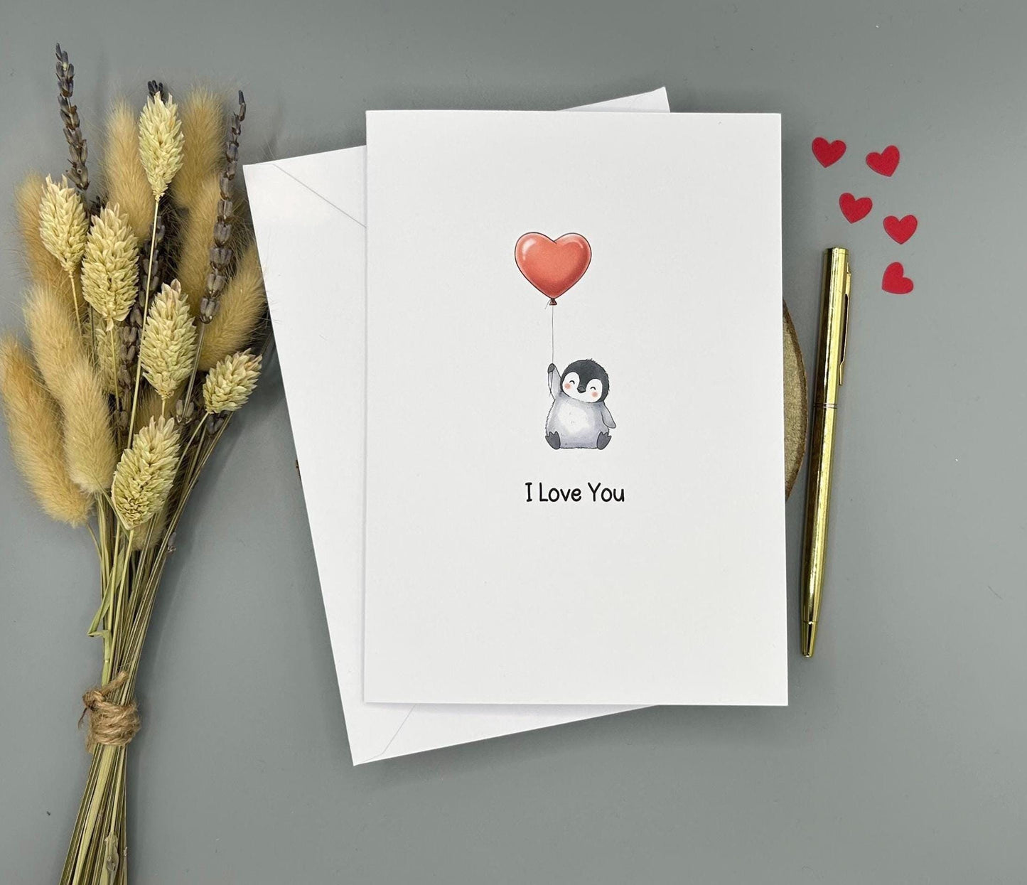Penguin Love Heart Card - I Love You