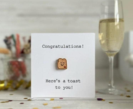 Congratulations Card, Funny New Job Card, Toast To Success Pun, Exam Well Done With Resin Toast