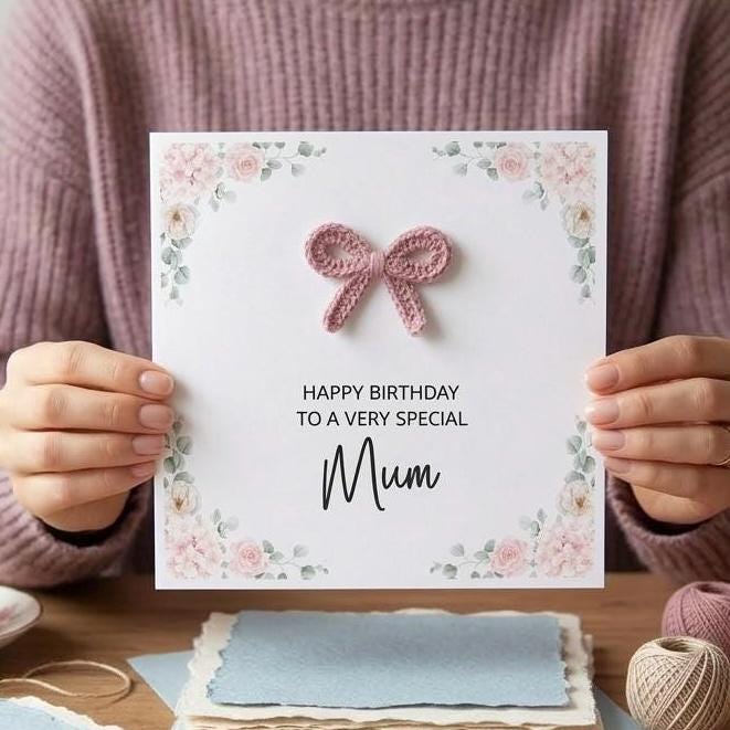 Personalised Bow Birthday Card for Her, Elegant Friend Daughter Mum Greeting