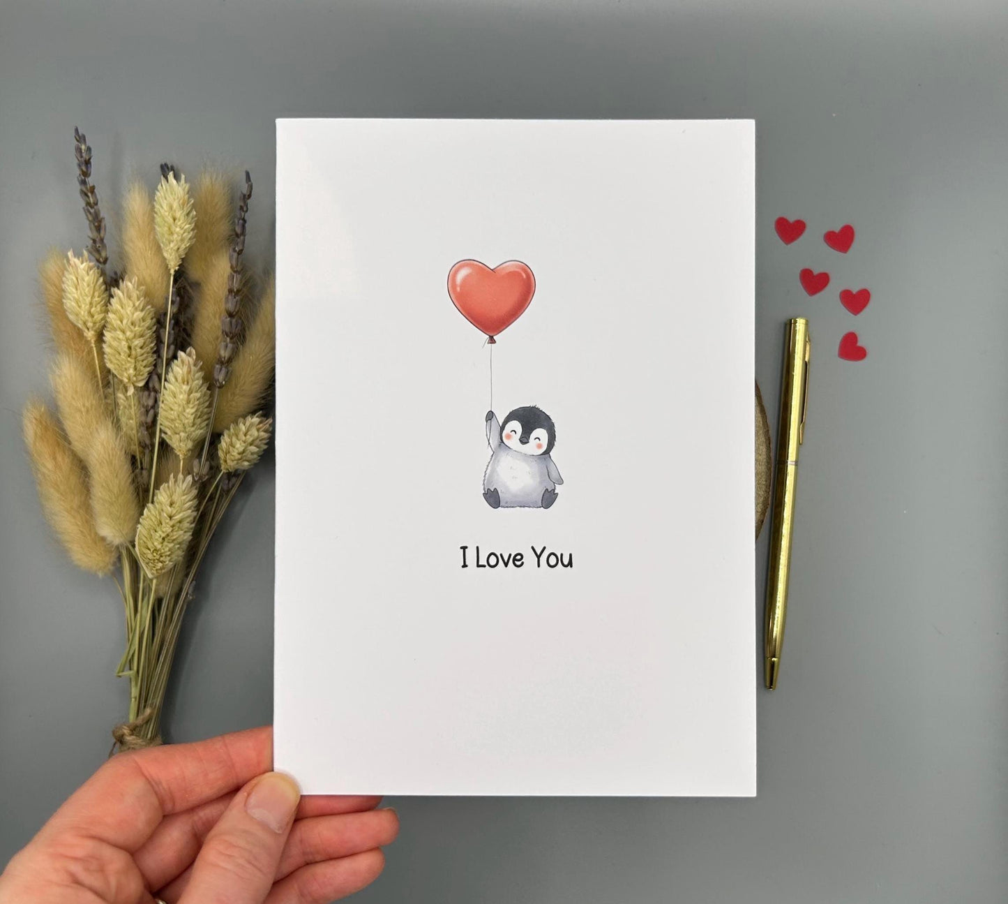 Penguin Love Heart Card - I Love You