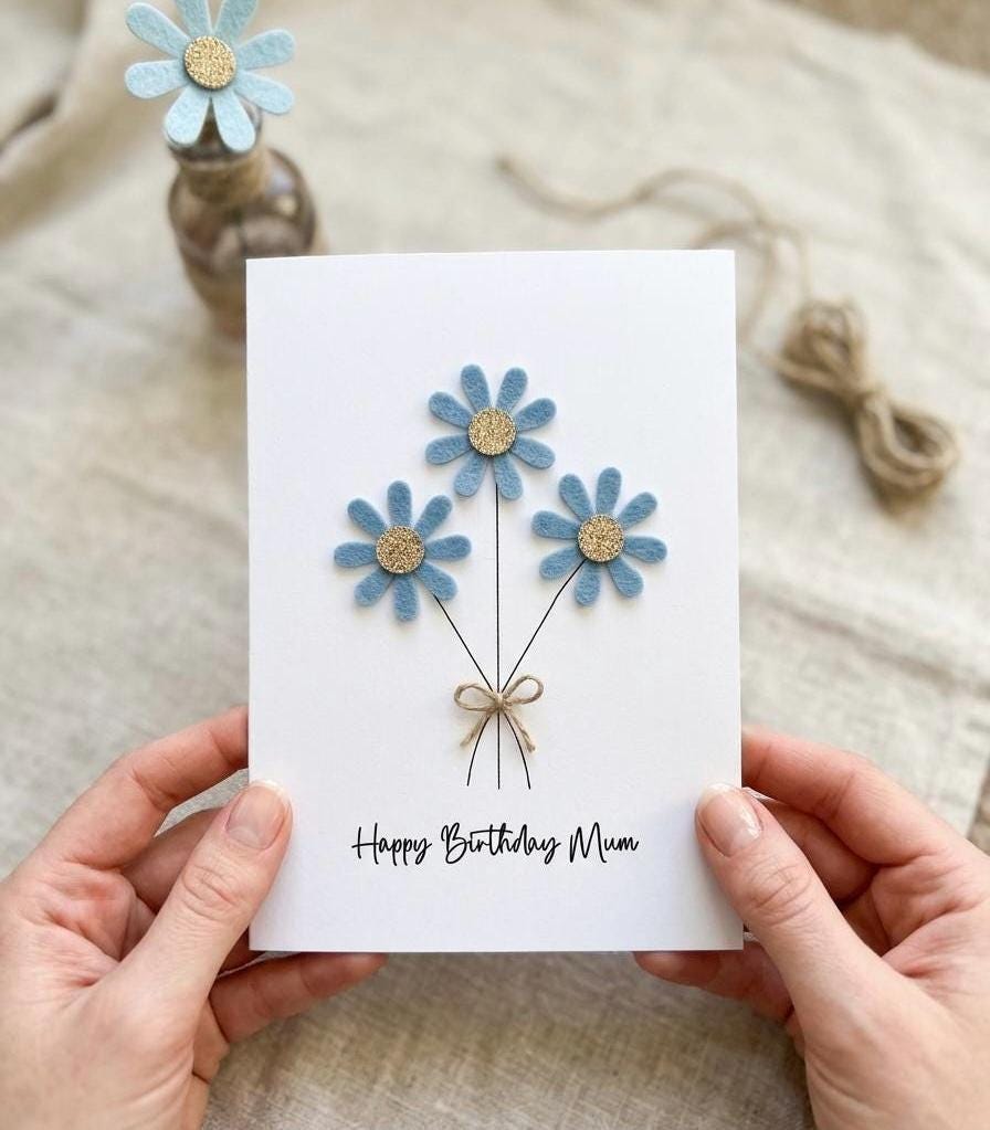 Personalised Happy Birthday Card, Daisy Handmade Card, Birthday Gift For Her, Card for Mum, Sister, Auntie, Daughter, Custom Card