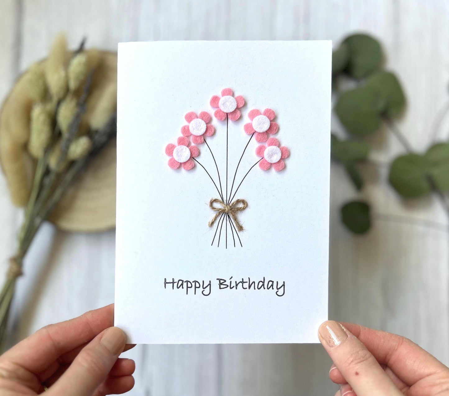 Personalised Daisy Birthday Card, Handmade Felt Flower Card