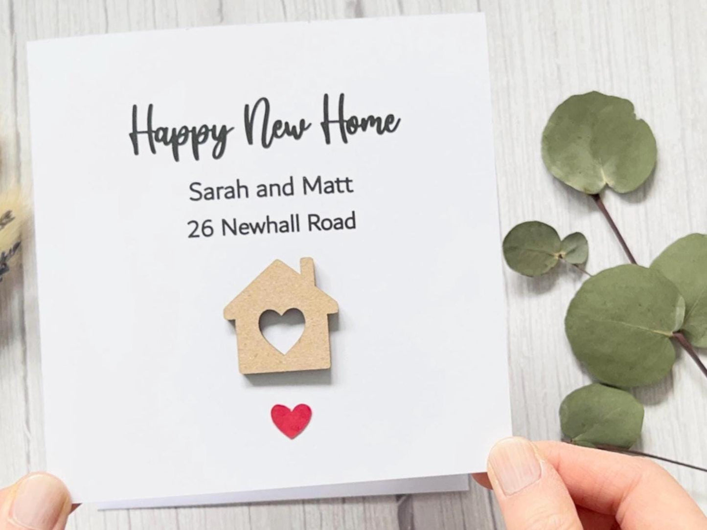 Personalised New Home Card, Wooden House, Moving Card