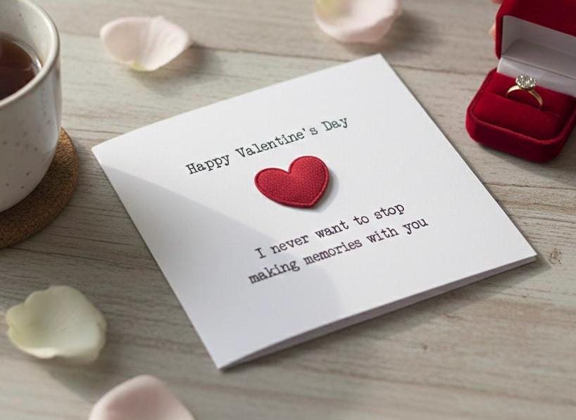 Sentimental Valentine's Day Card With Red Velvet Heart